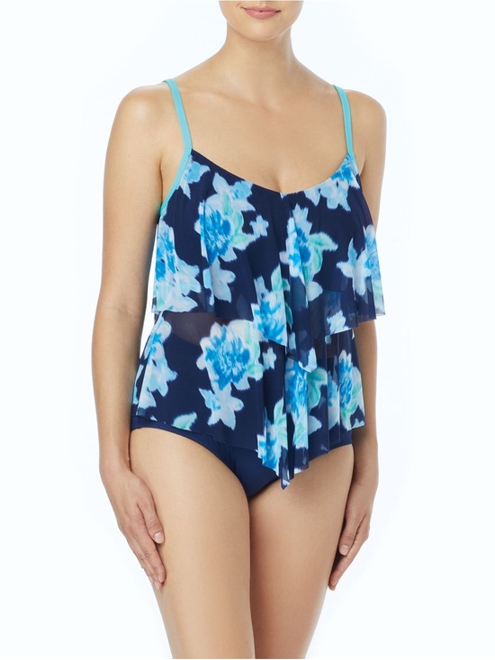 Beach House Other - Beach House Turquoise Bandeau Swim Top with Navy Floral Accent 20W